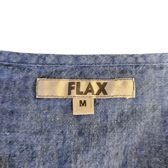 FLAX Womens Button Front 100% Linen Blouse, Tunic, Scoop Neck, Lagenlook, M - Picture 5 of 8